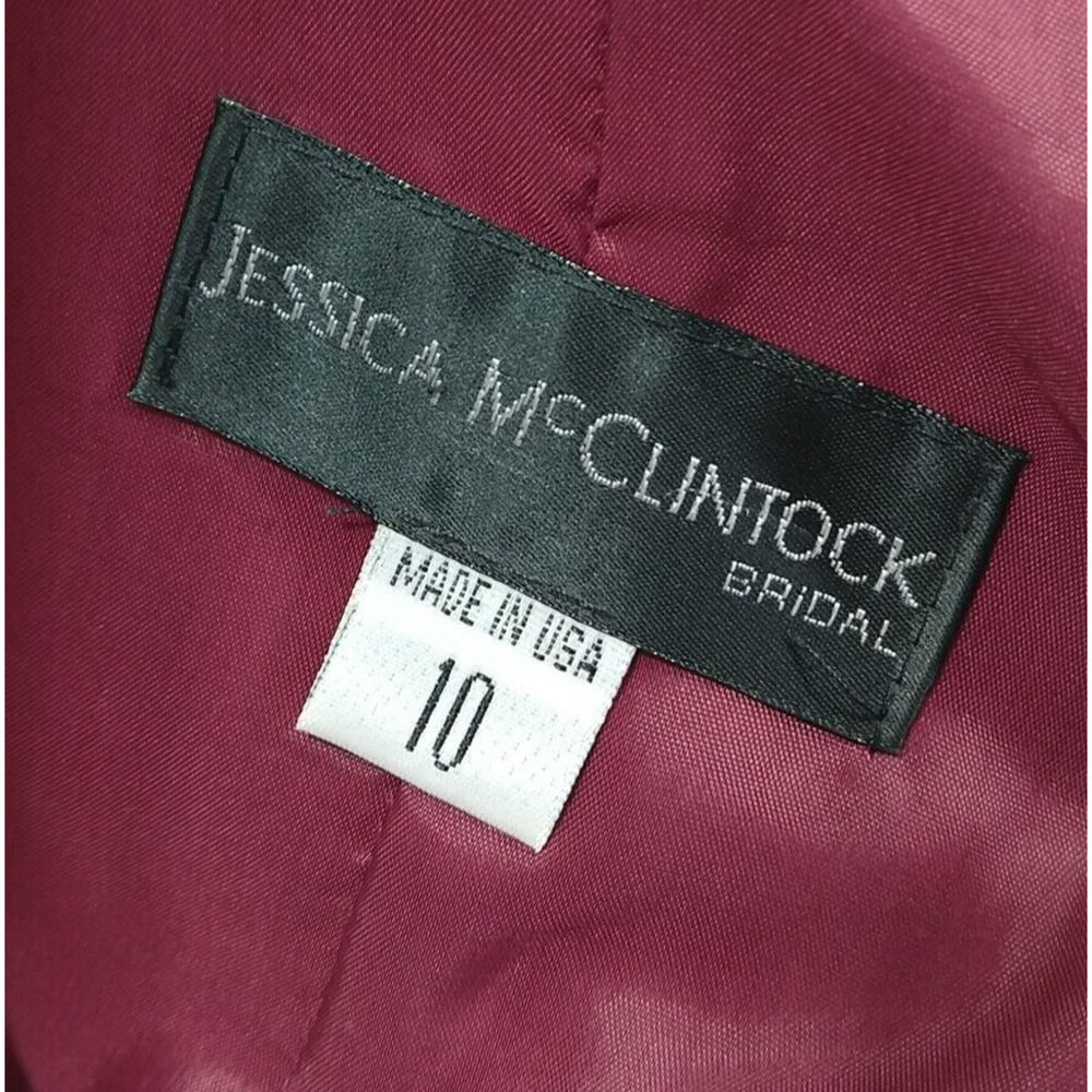 Jessica McClintock Vintage Y2K Prom Dress Size 10 Burgudy Halter Satin Fairy - Picture 9 of 11